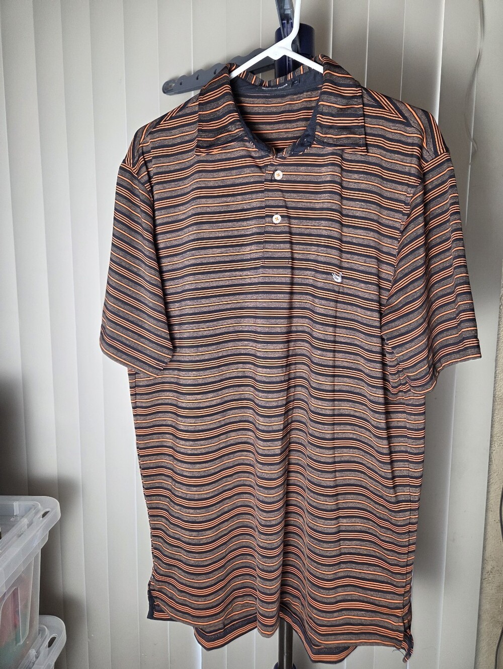 Southern Marsh Men Medium Striped Performance Polo Shirt Short Sleeve Preppy